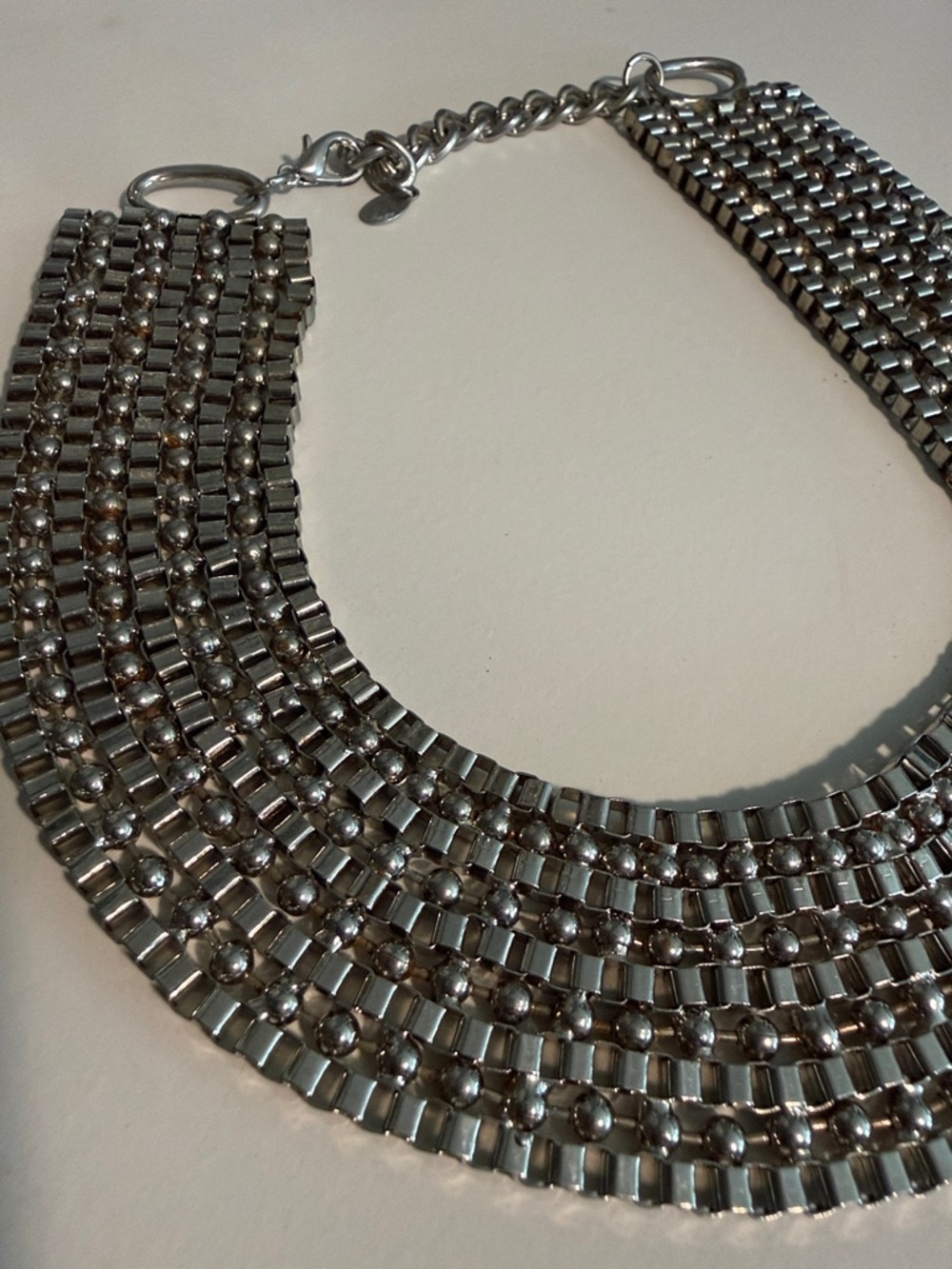 Silver Multistrand Costume Statement Necklace - Women Jewelry - Picture 2 of 5